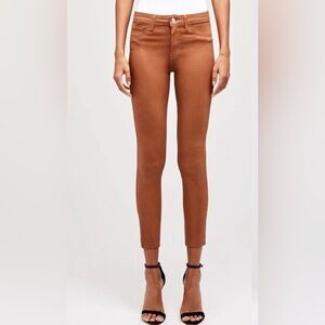 L'AGENCE Margot High Rise Skinny Jeans Java Coated Sz 24 Brown Slim Fit PantsEUC